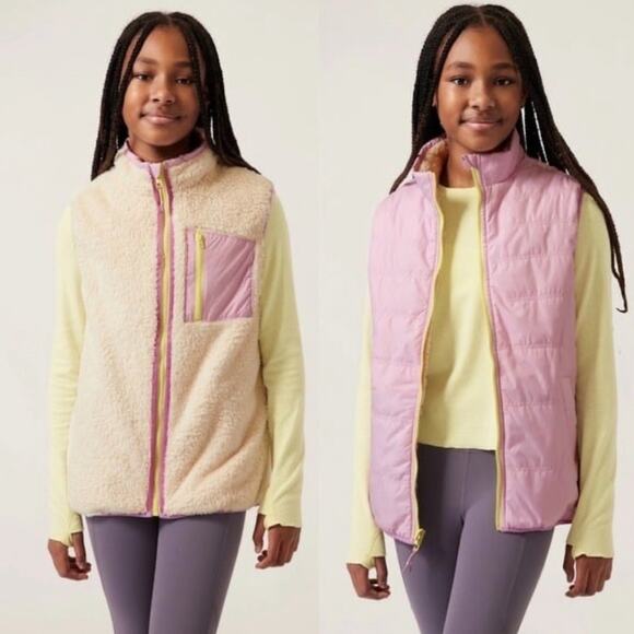 Athleta Girl So Toasty Reversible Cozy Sherpa Vest - Picture 1 of 6